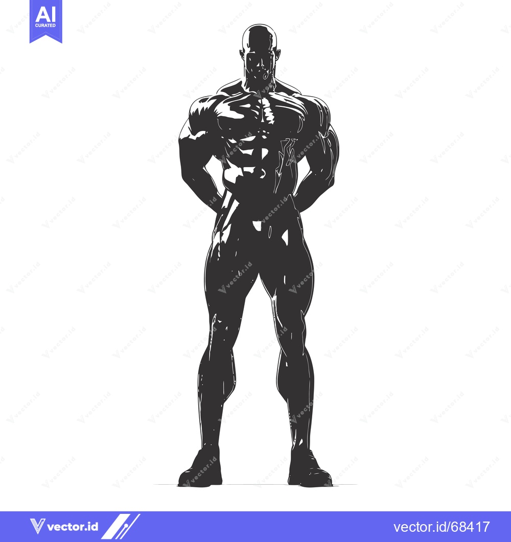 Premium Vector dari Silhouette of a Muscular Man Standing with Hands on Hips