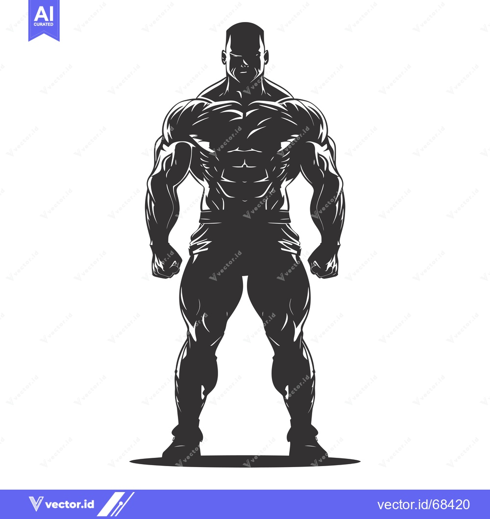 Premium Vector of Silhouette of a Muscular Man in a Standing Pose