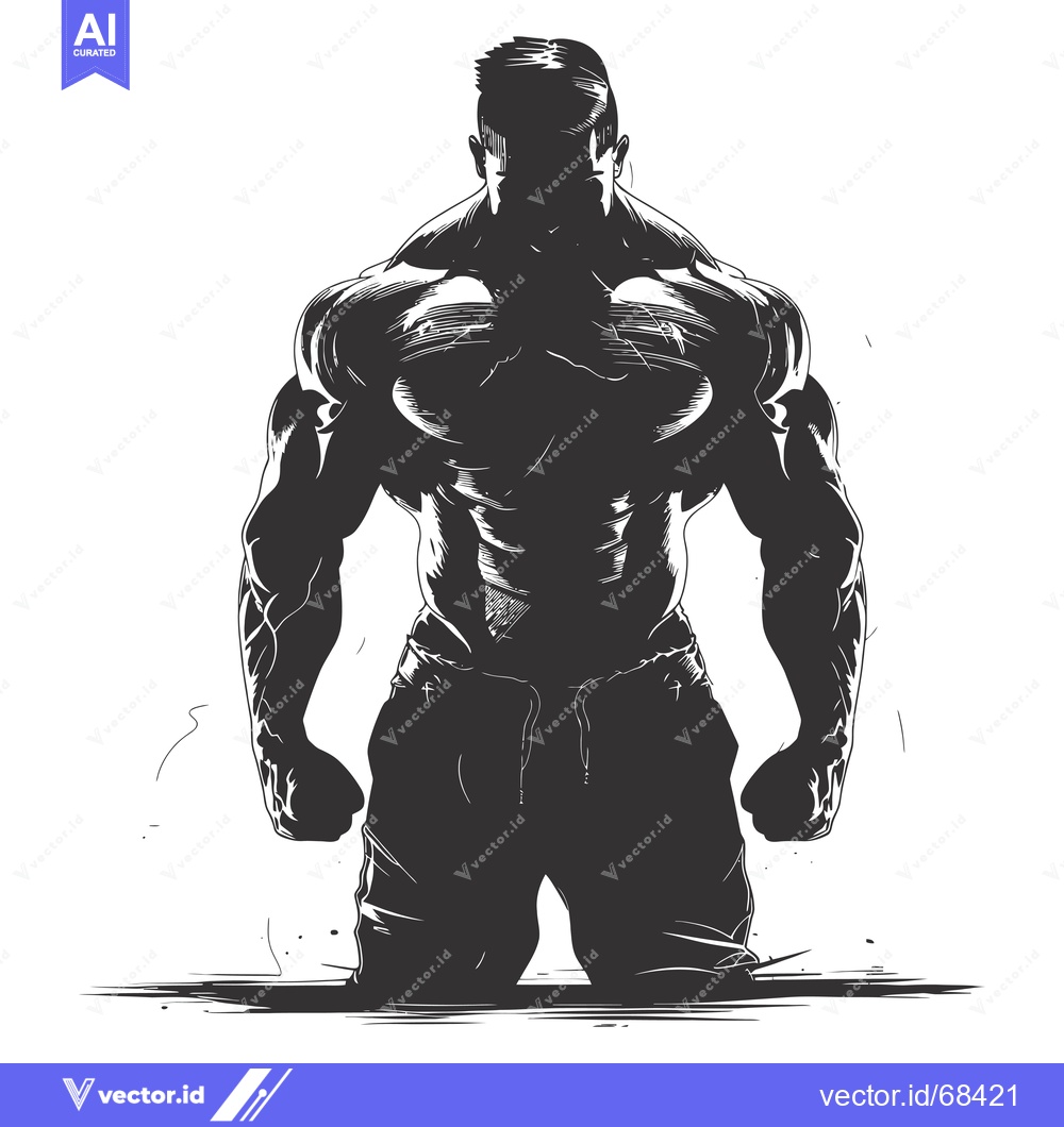 Premium Vector dari Muscular Silhouette of a Man in Athletic Pose