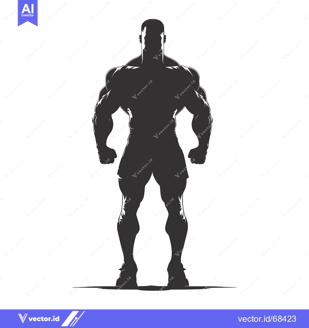 Premium Vector dari Silhouette of a Muscular Man Standing with Hands on Hips