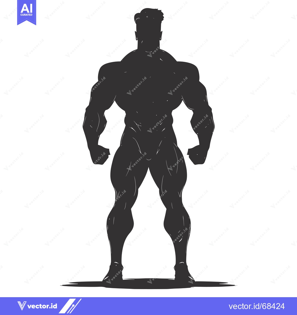 Premium Vector dari Silhouette of a Muscular Man Standing Tall