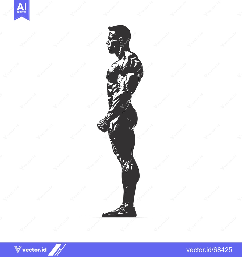 Premium Vector of Silhouette of a Muscular Bodybuilder in a Profile Pose