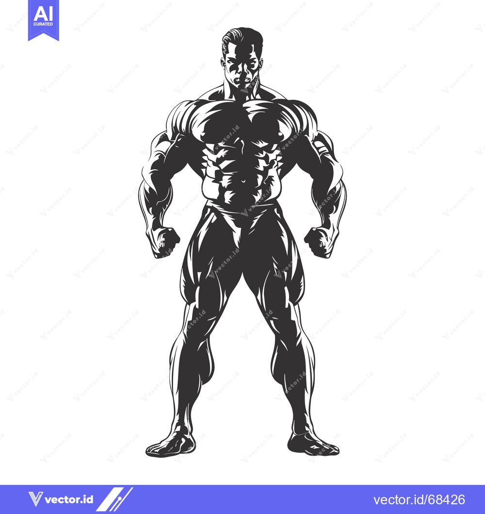 Premium Vector dari A muscular man with a defined physique stands confidently with his fee