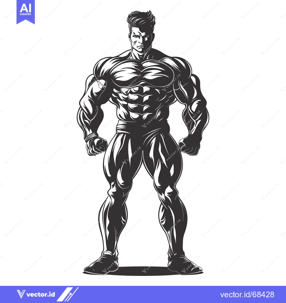 Premium Vector dari Muscular Man Standing with Arms at Sides