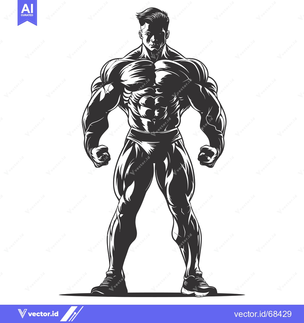 Premium Vector of Muscular Male Figure in a Standing Pose