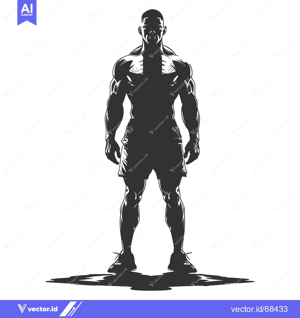 Premium Vector dari Silhouette of a Muscular Man Standing with Hands on Hips