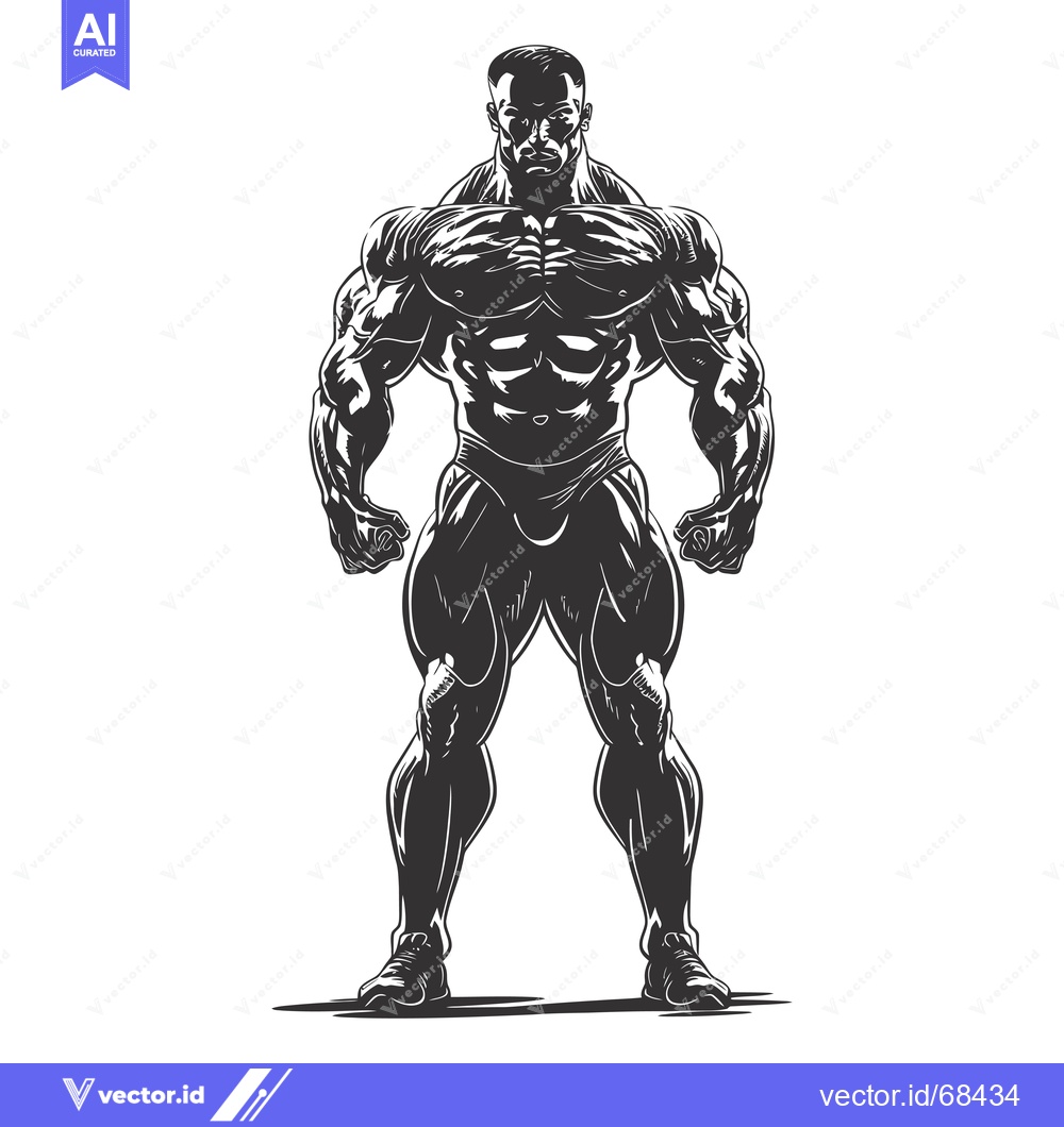 Premium Vector of Muscular Male Bodybuilder in a Posing Stance