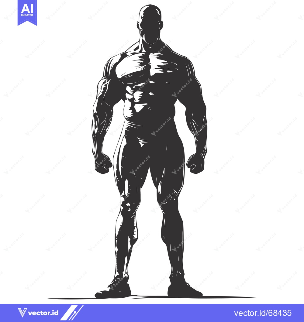 Premium Vector of Silhouette of a Muscular Man Standing Tall