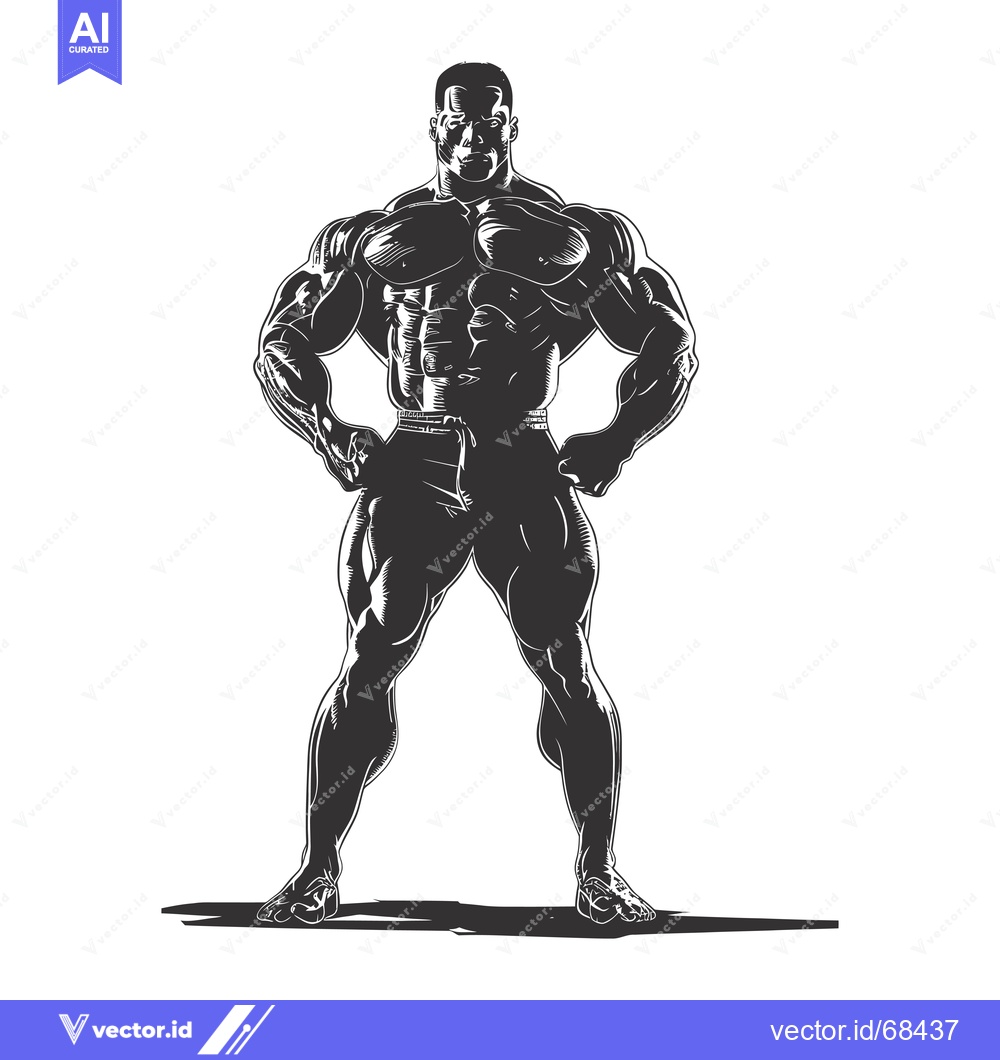 Premium Vector dari A Muscular Man Standing With Hands on His Hips