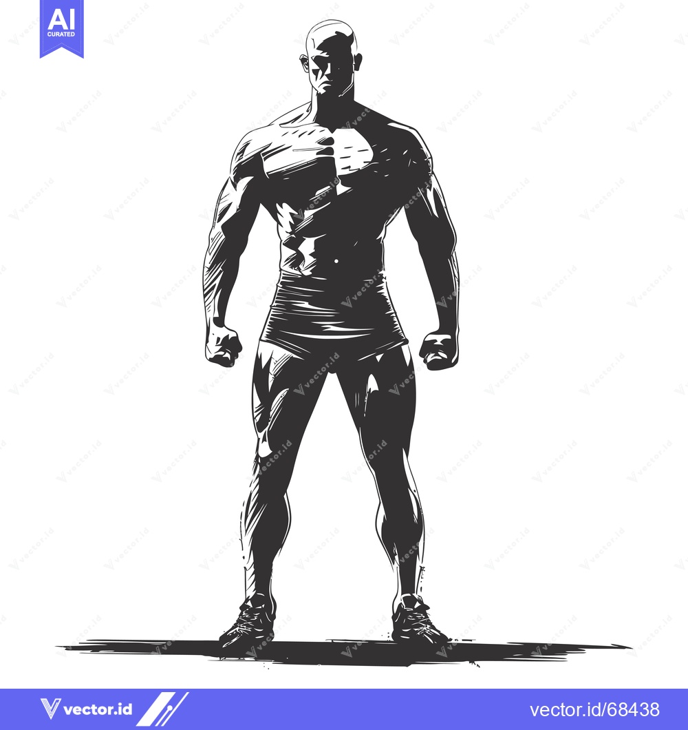Premium Vector of Silhouette of a Muscular Man Standing Tall