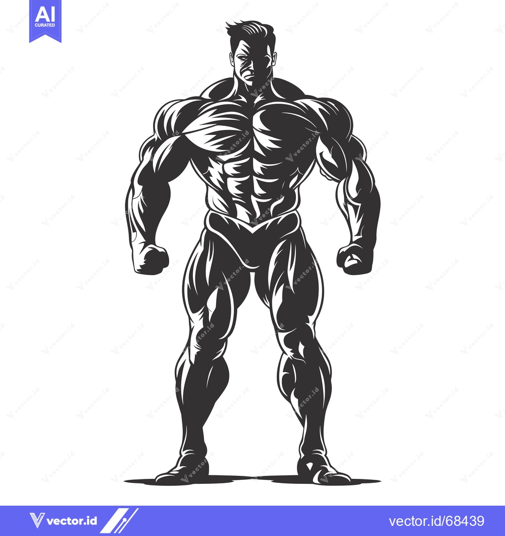 Premium Vector of Muscular Man Standing with Defined Physique