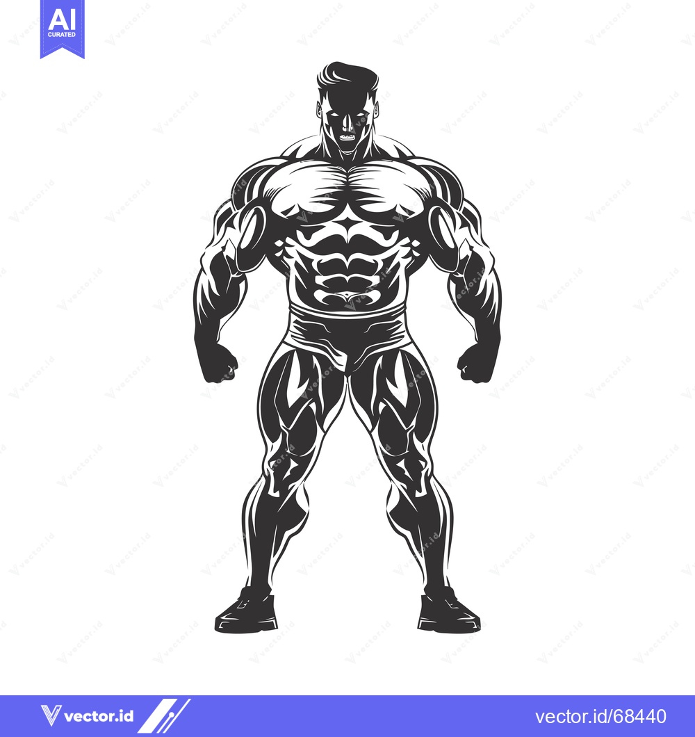 Premium Vector dari Muscular Man with Defined Muscles and an Intense Expression