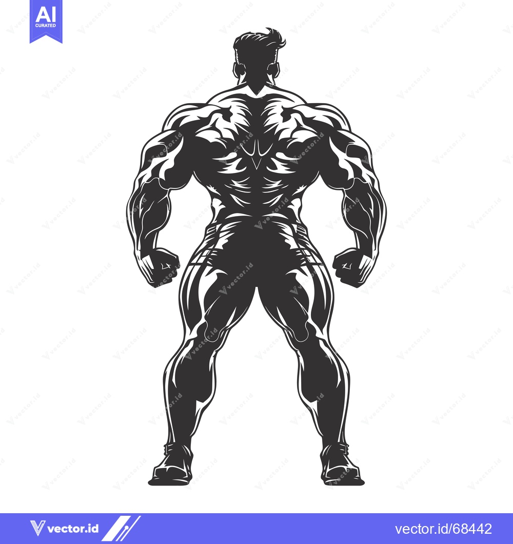 Premium Vector dari A muscular man viewed from behind, showcasing his well-defined back an