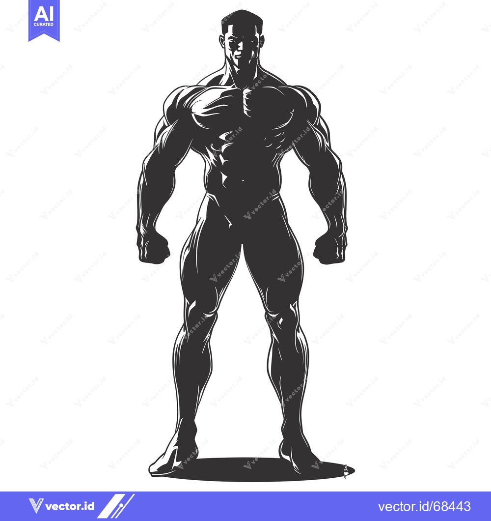 Premium Vector of A Silhouette of a Muscular Man Standing with His Arms at His Sides