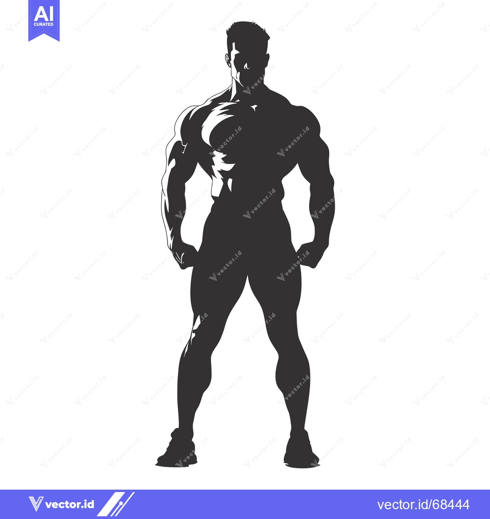 Premium Vector of Silhouette of a Muscular Man Standing with Hands on Hips