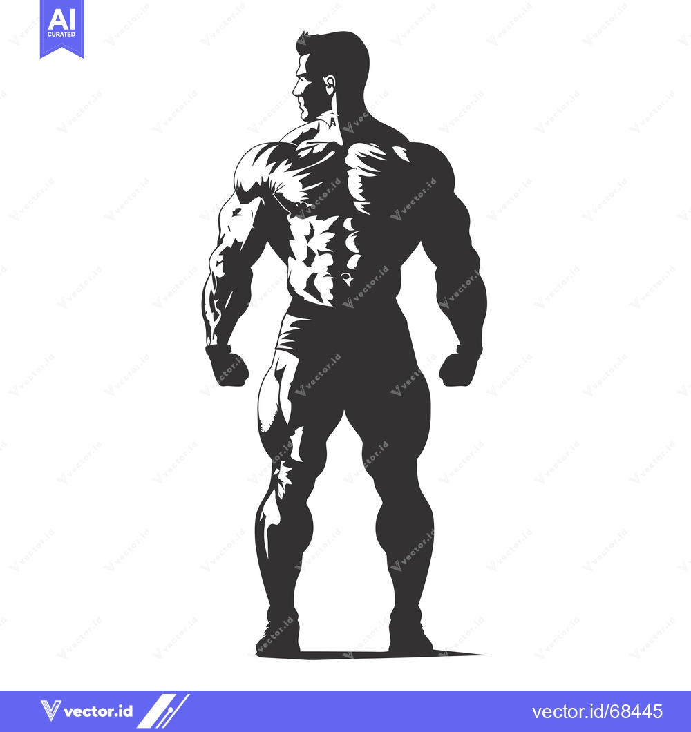 Premium Vector dari Silhouette of a Muscular Man Standing from Behind