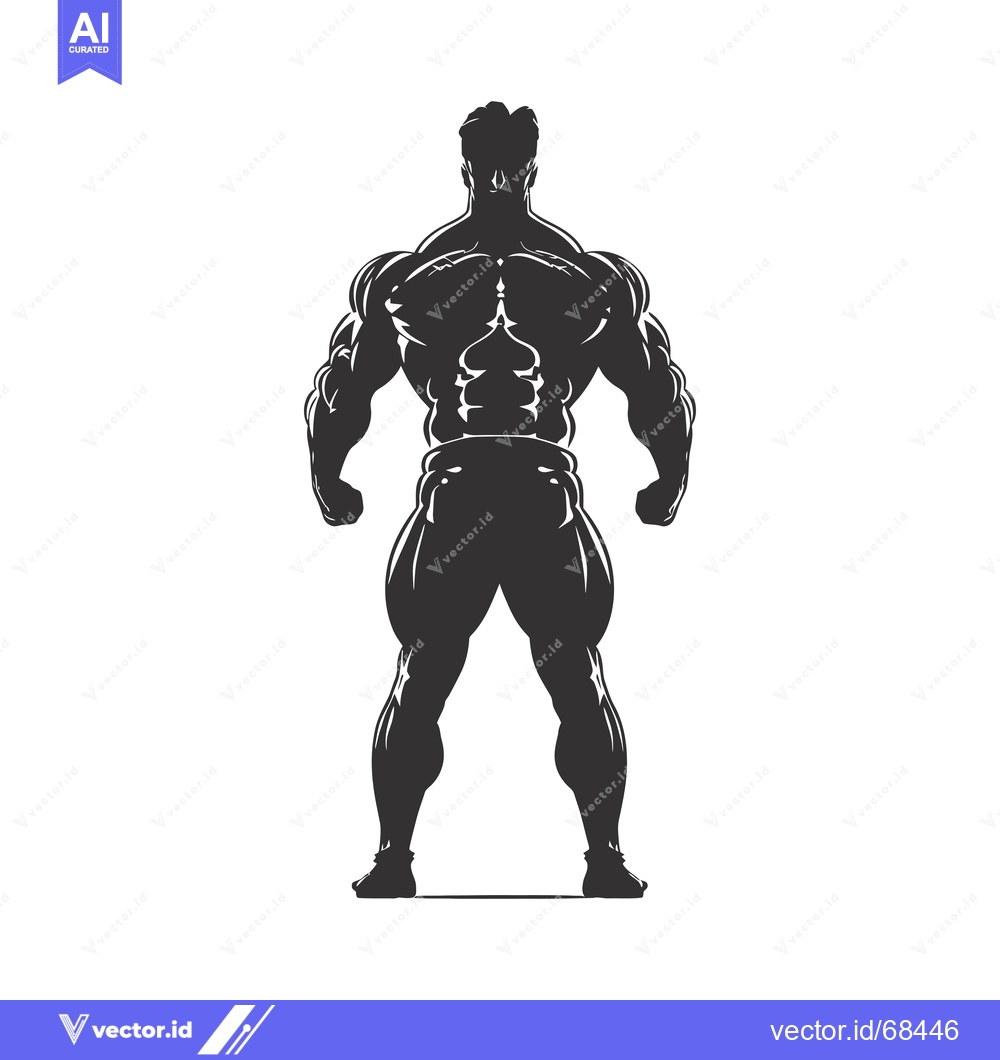 Premium Vector of Silhouette of a Muscular Man Seen from Behind