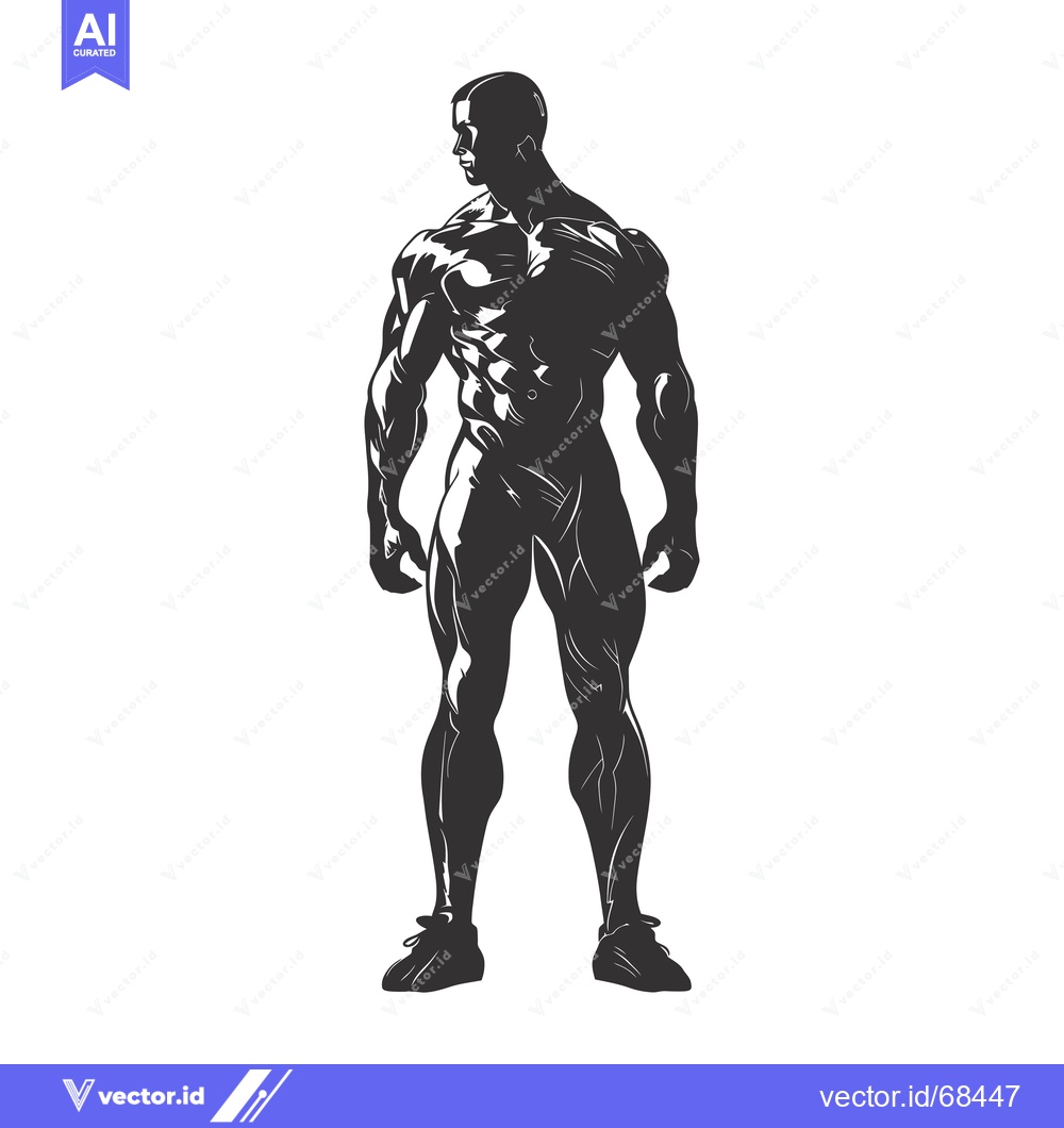 Premium Vector of Silhouette of a Muscular Man in a Standing Pose