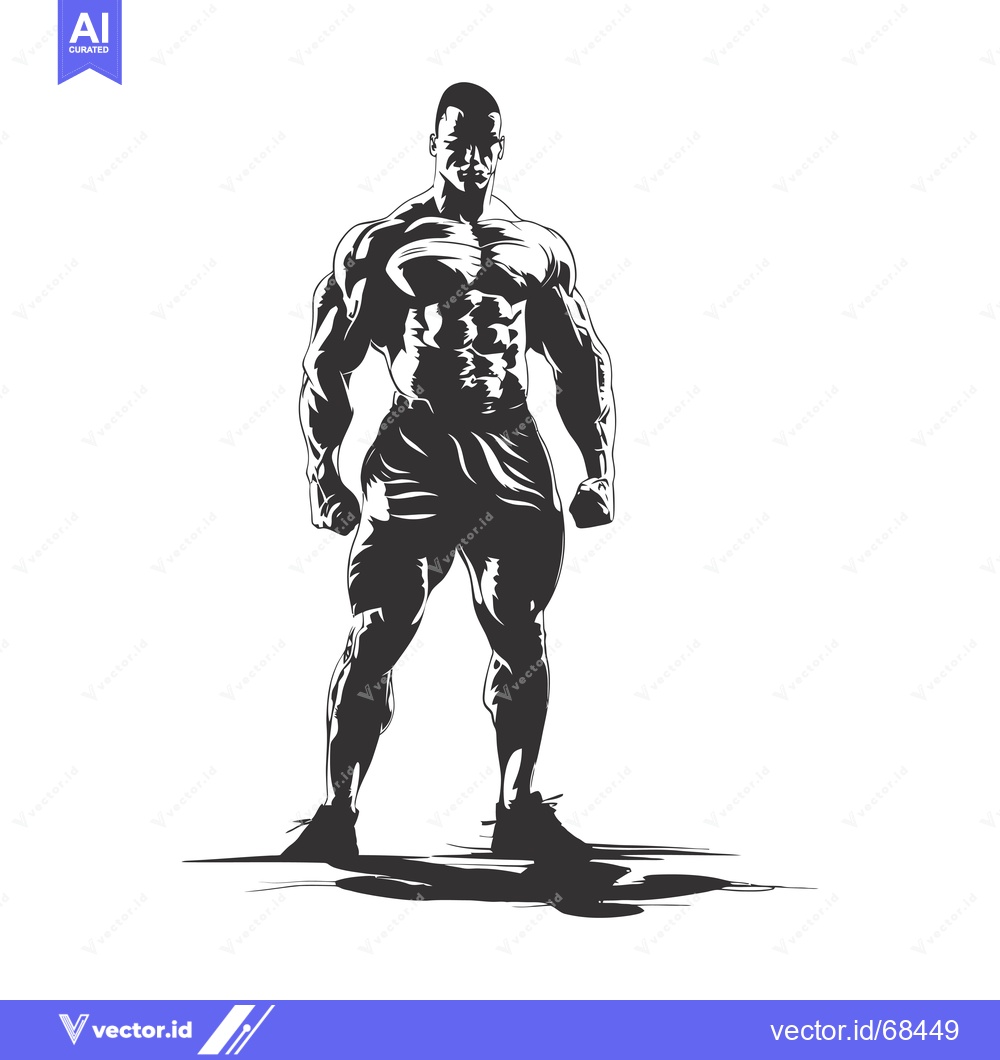 Premium Vector dari Muscular Man Posing in Silhouette with Shadow
