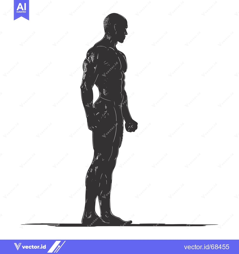 Premium Vector of Silhouette of a Muscular Man Standing in Profile