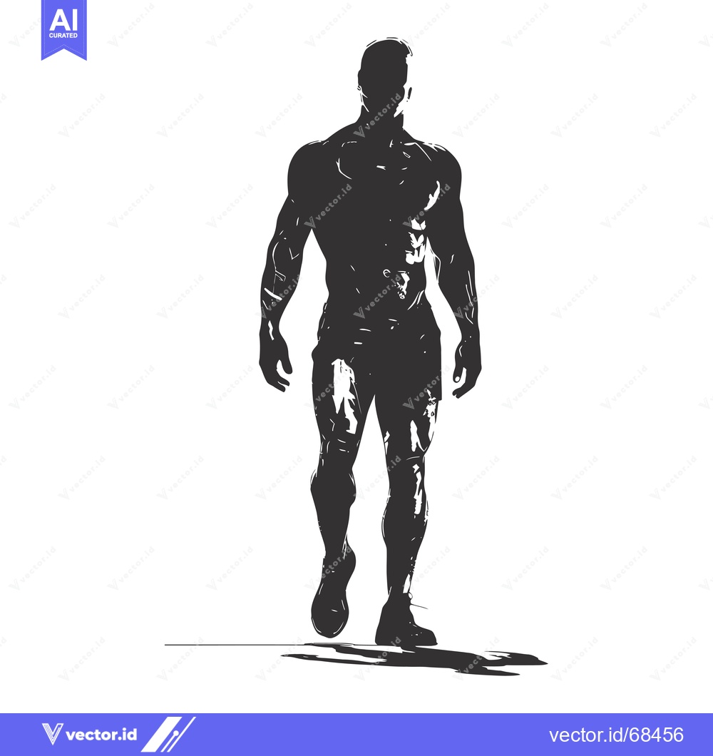 Premium Vector of Silhouette of a Muscular Man Walking with a Shadow