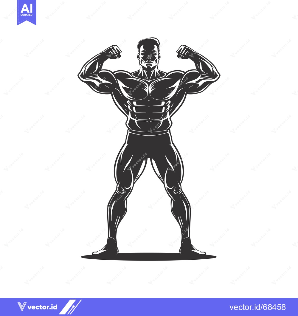 Premium Vector dari Silhouette of a Muscular Man Flexing His Biceps