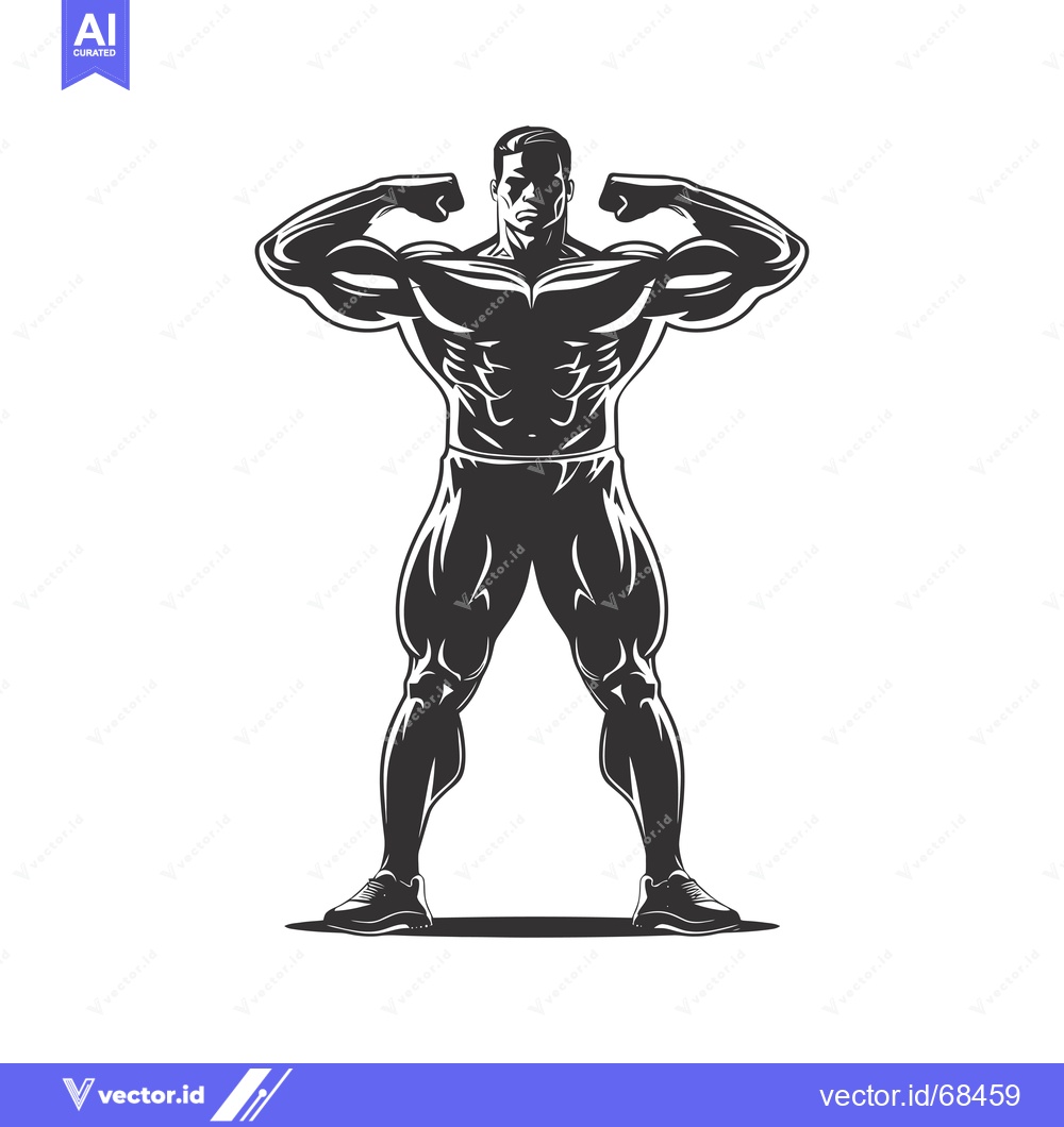 Premium Vector dari A Silhouette of a Muscular Man Flexing His Biceps