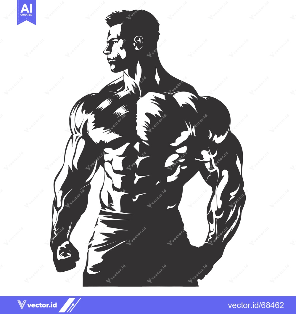 Premium Vector of Muscular Man Silhouette in Profile Pose
