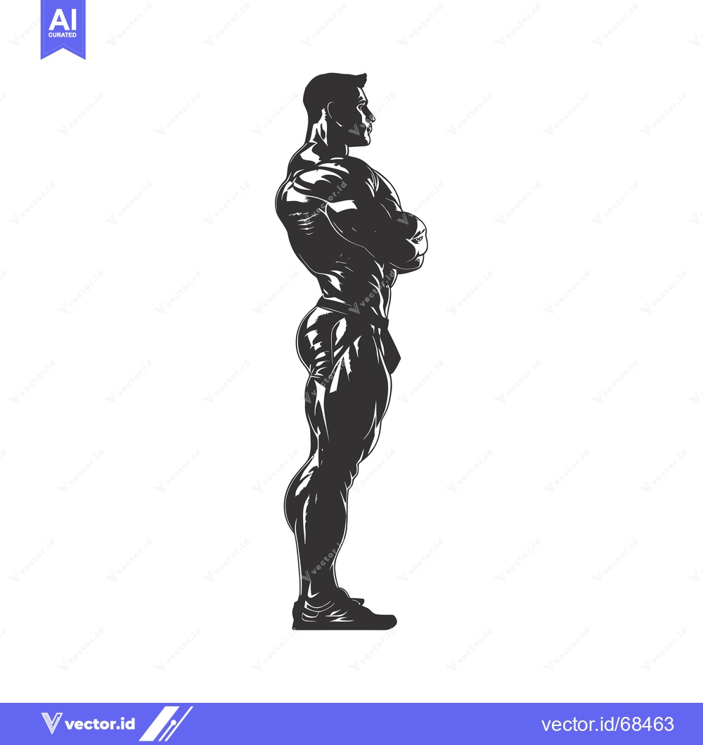Premium Vector dari Silhouette of a Muscular Man Standing with Arms Crossed