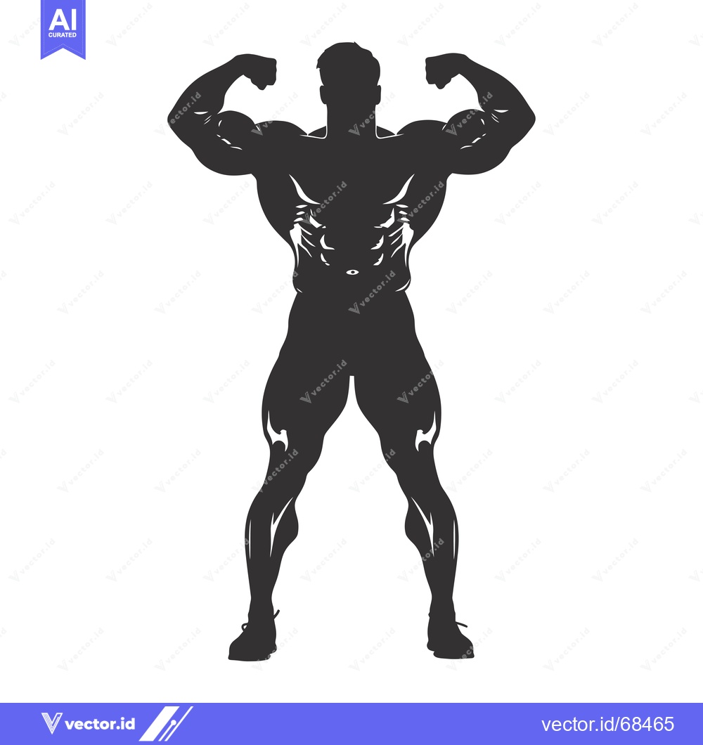 Premium Vector of Silhouette of a Muscular Man Flexing His Biceps