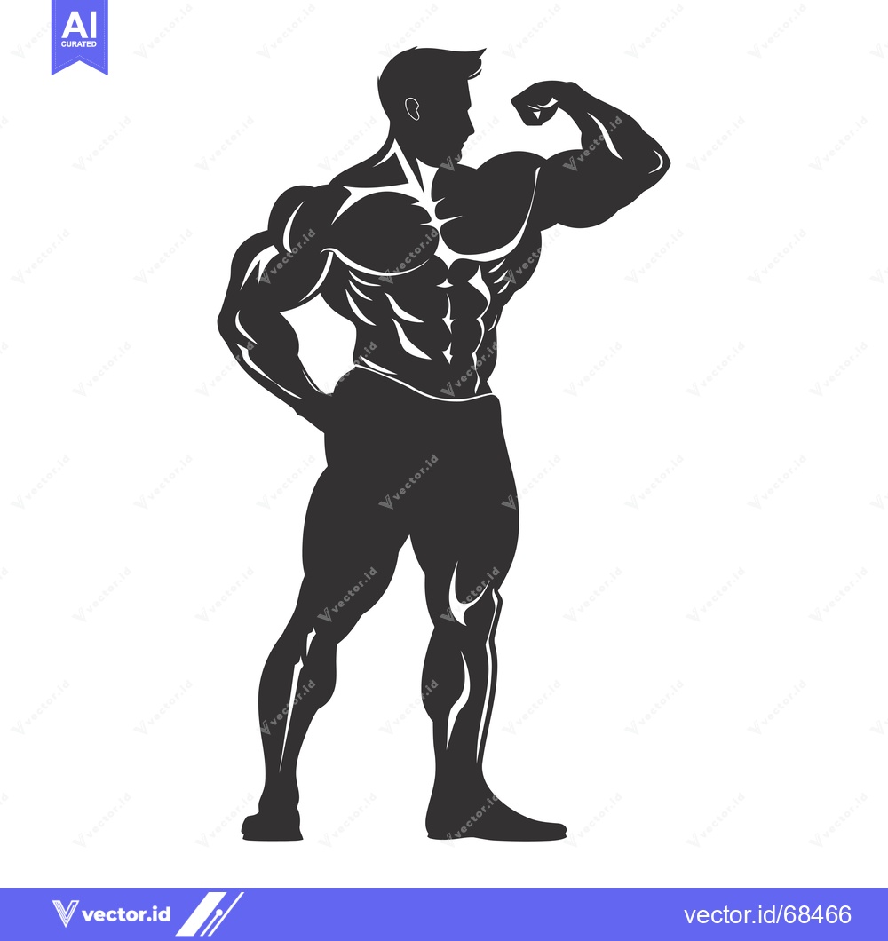 Premium Vector dari Silhouette of a muscular man flexing his bicep