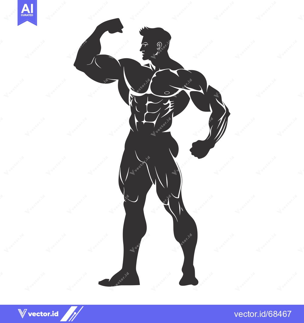 Premium Vector of Silhouette of a Muscular Man Flexing His Bicep