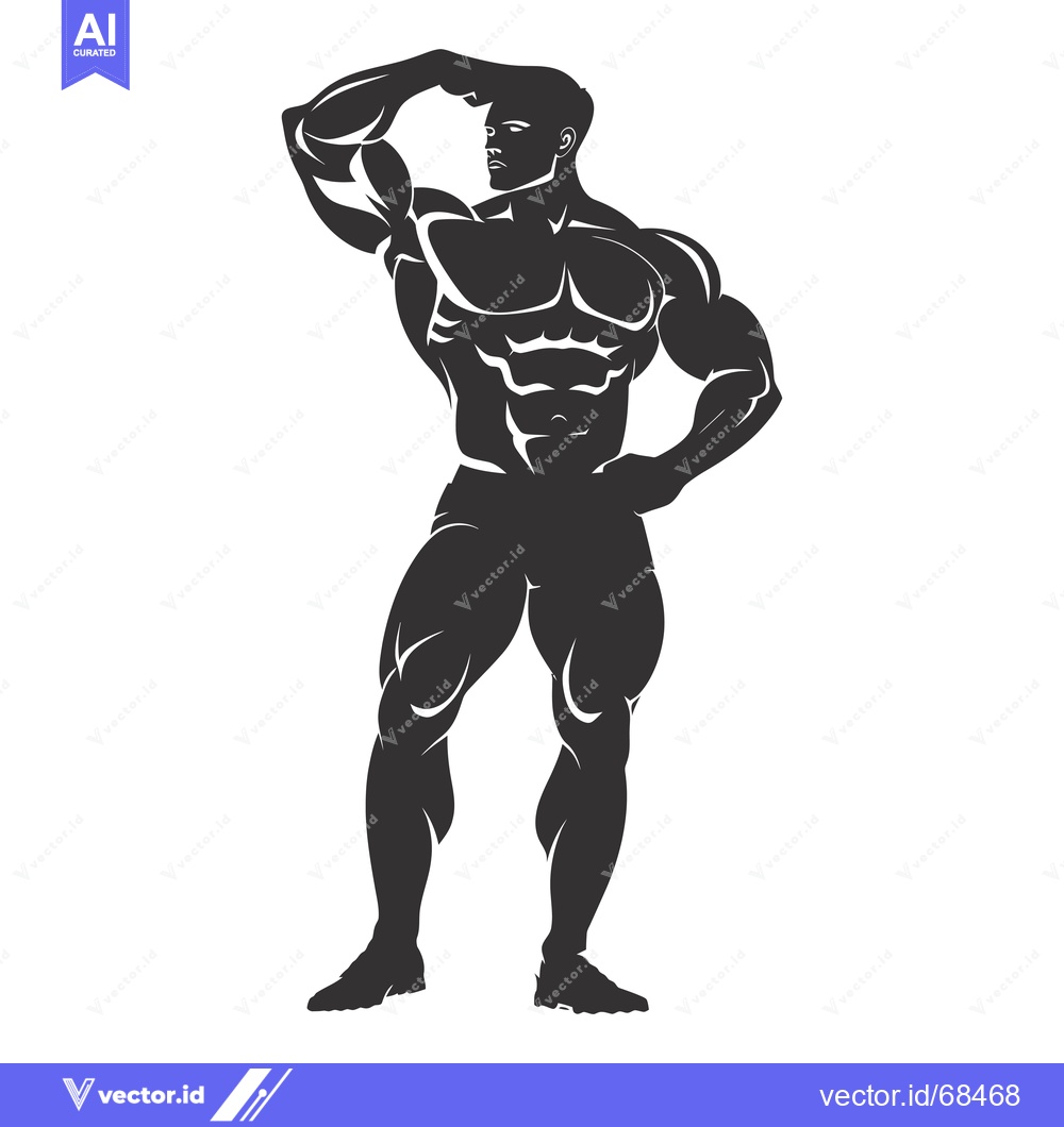 Premium Vector of Silhouette of a Muscular Man Posing with Hand on Forehead