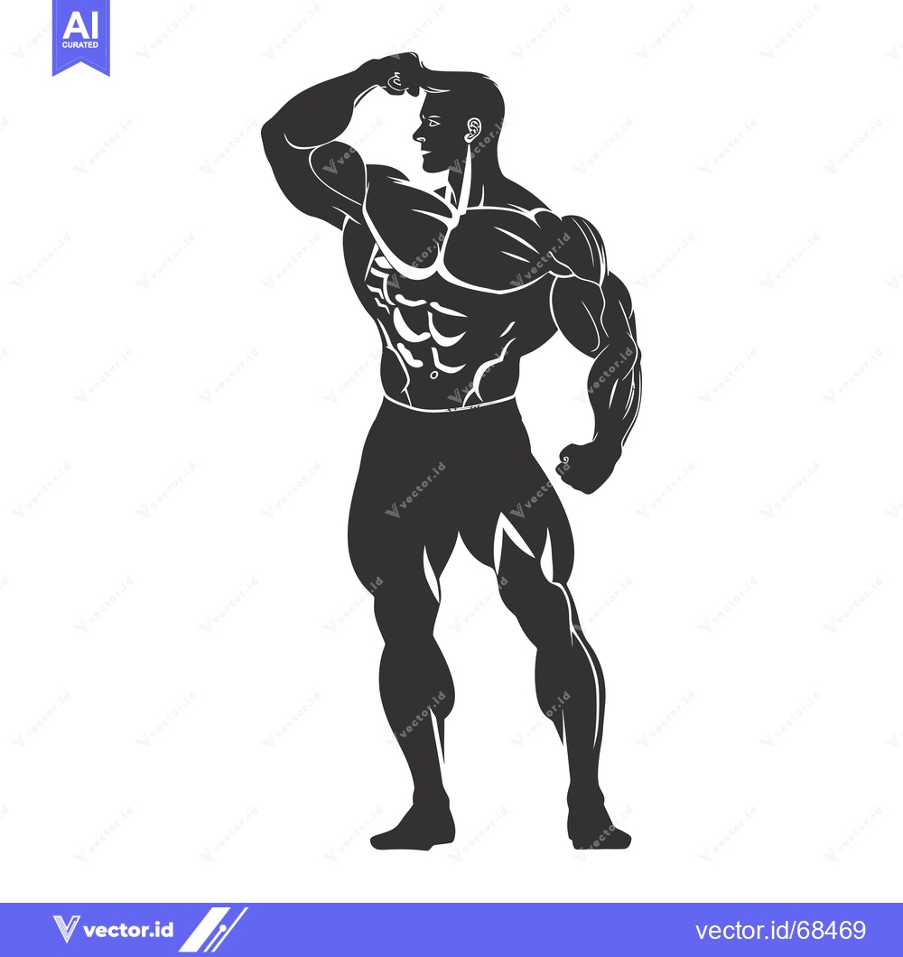 Premium Vector of Silhouette of a Muscular Man Flexing his Biceps and Looking Up
