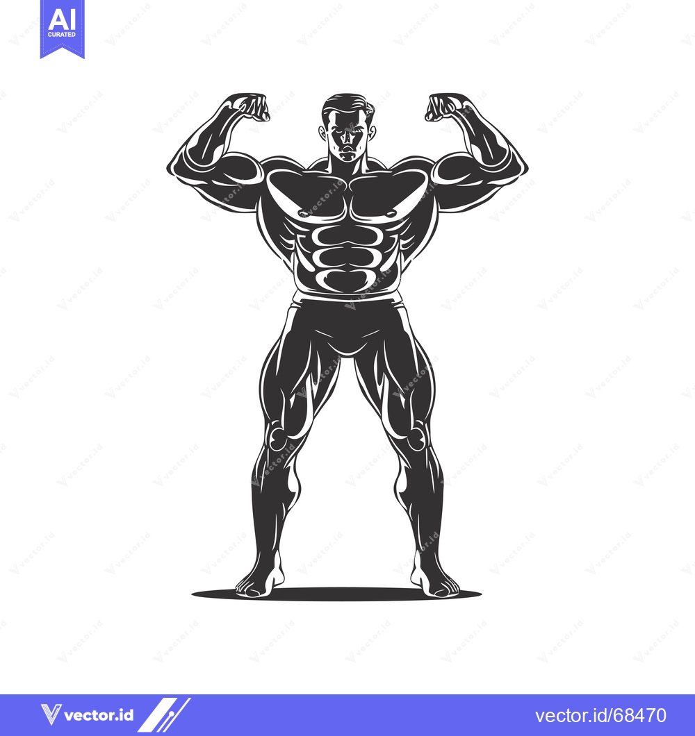Premium Vector dari Silhouette of a Muscular Man Flexing his Biceps