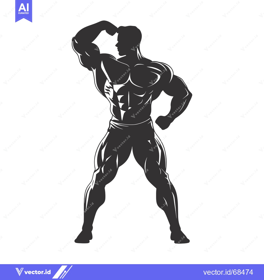 Premium Vector dari Silhouette of a Muscular Bodybuilder Posing