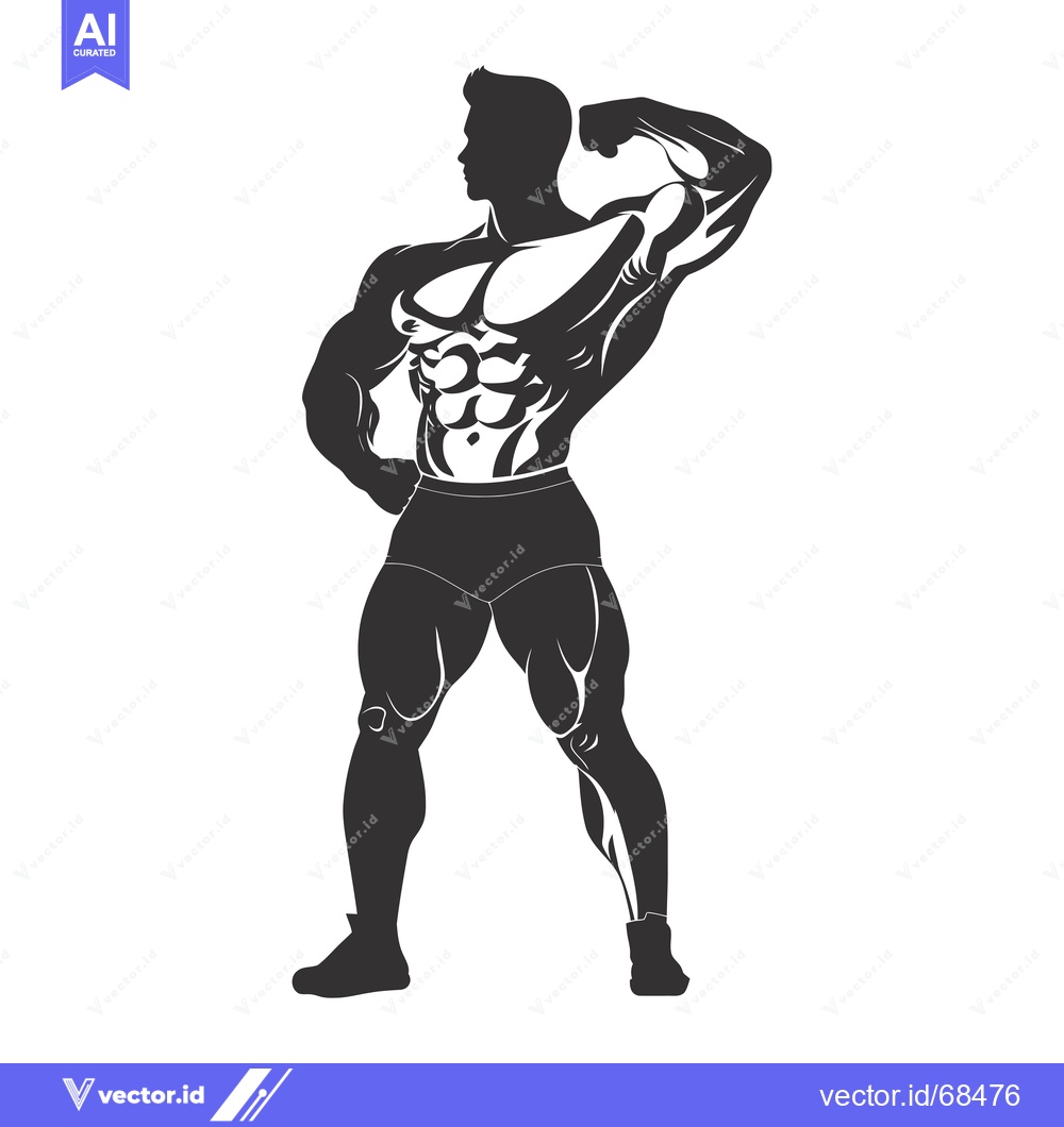 Premium Vector of Silhouette of a Muscular Man Flexing his Bicep