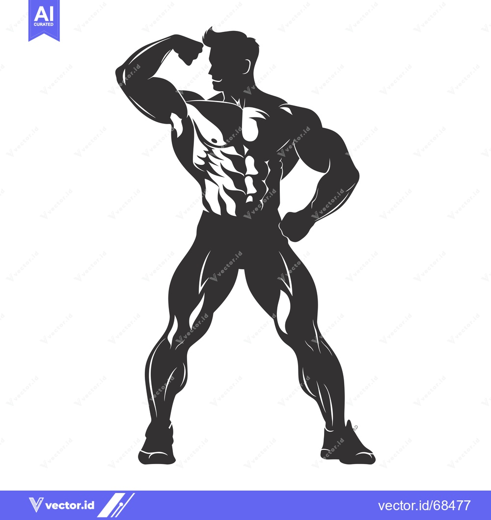 Premium Vector of Silhouette of a Muscular Man Flexing His Bicep