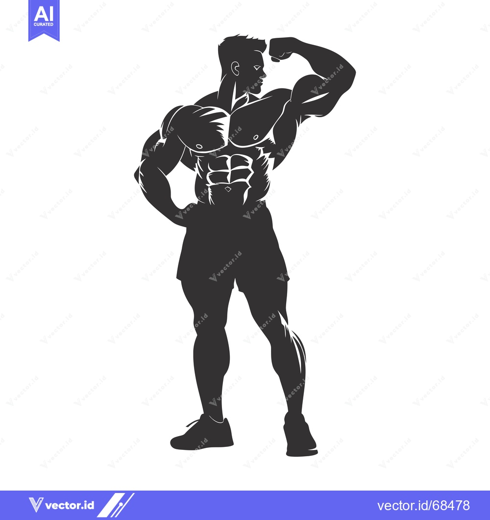 Premium Vector of Silhouette of a Muscular Man Flexing His Bicep