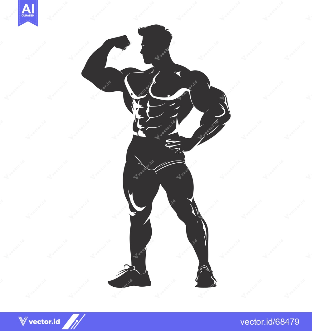 Premium Vector dari Silhouette of a Muscular Man Flexing His Bicep