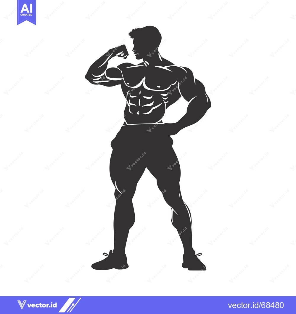 Premium Vector dari Silhouette of a Muscular Man Flexing His Bicep