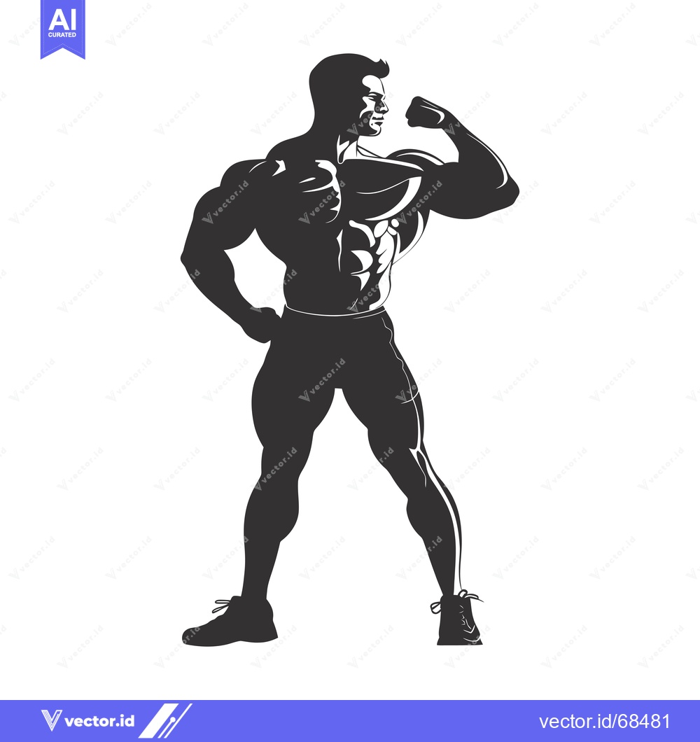 Premium Vector dari Muscular Man Flexing Bicep and Posing in Silhouette