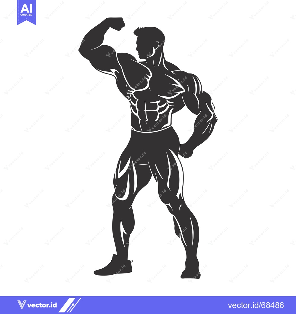 Premium Vector dari Silhouette of a Muscular Man Flexing His Bicep