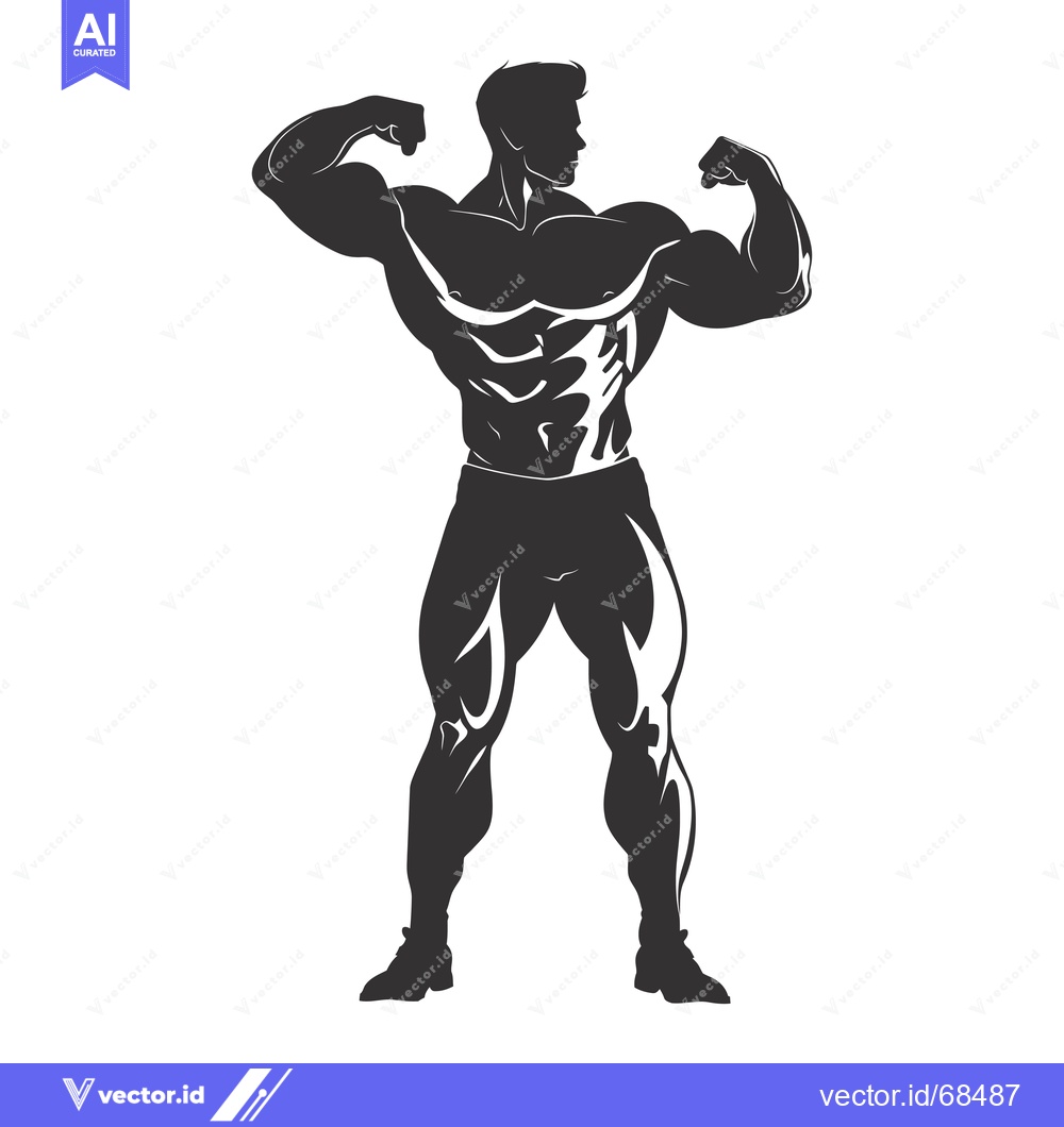 Premium Vector dari Silhouette of a Muscular Man Flexing His Biceps
