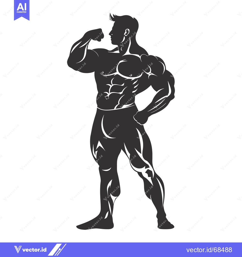 Premium Vector dari Silhouette of a Muscular Man Flexing His Bicep