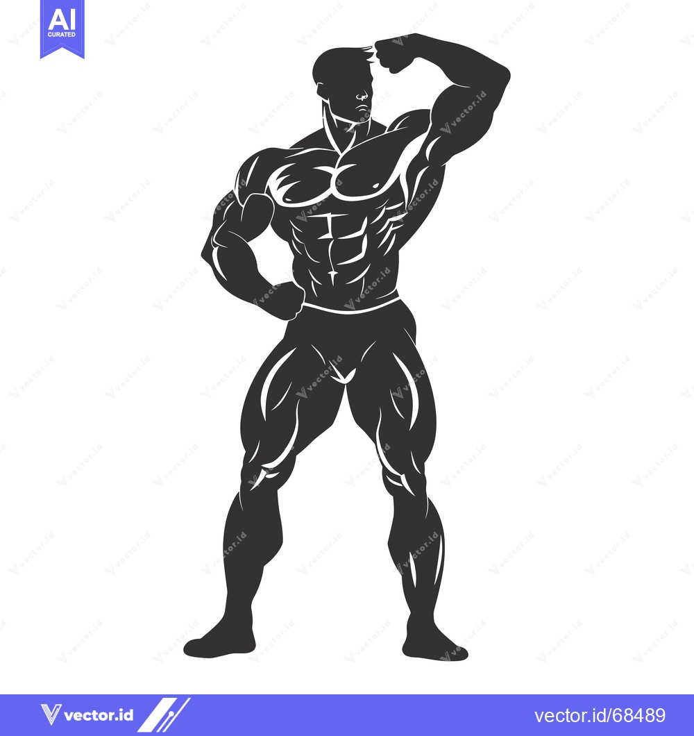 Premium Vector dari Silhouette of a Muscular Man Flexing his Biceps