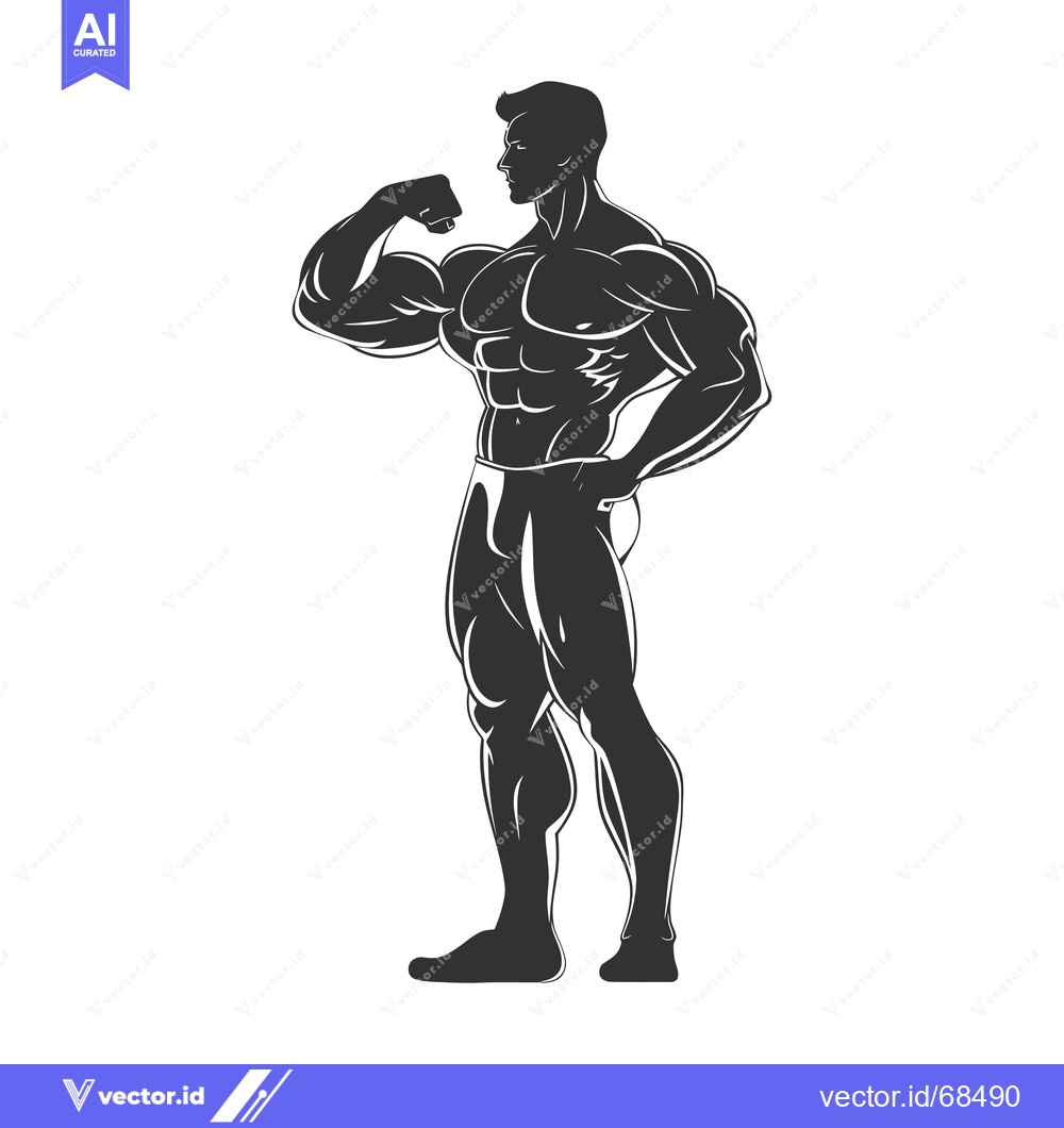 Premium Vector dari Silhouette of a Muscular Man Flexing his Bicep