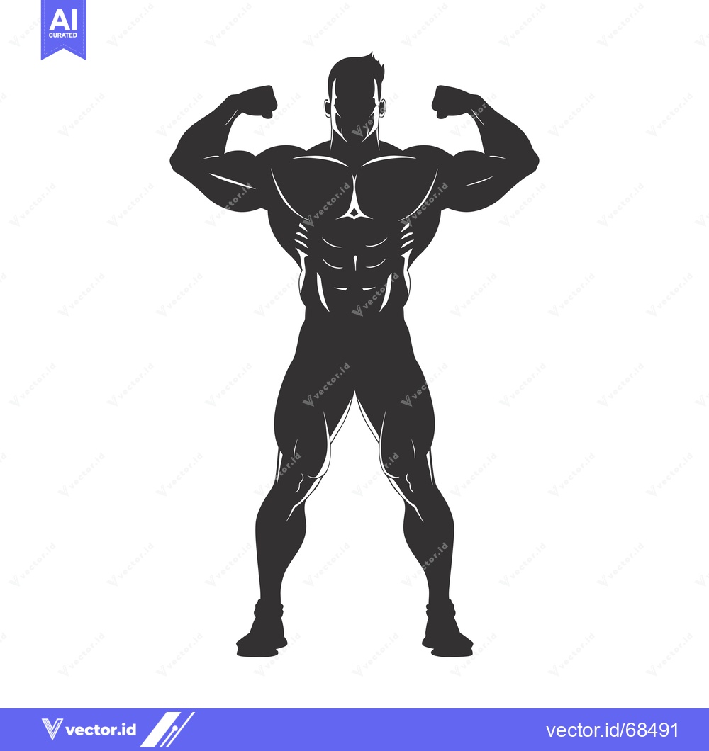 Premium Vector dari Silhouette of a Muscular Man Flexing His Biceps
