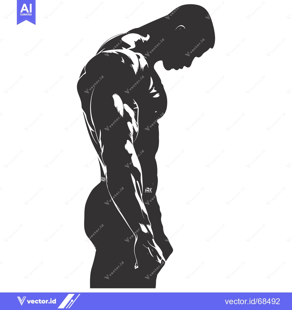 Premium Vector of Silhouette of a Muscular Man with Defined Muscles