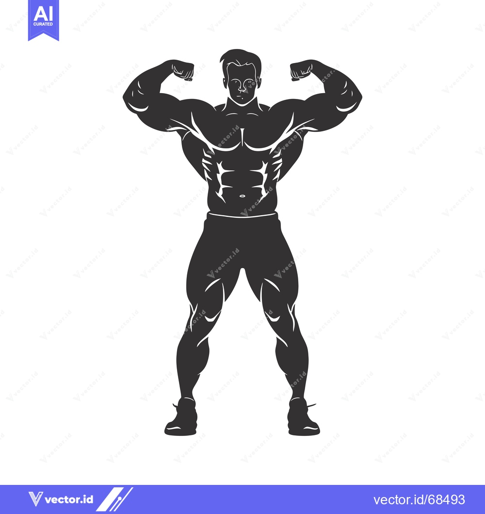 Premium Vector of Silhouette of a Muscular Man Flexing His Biceps